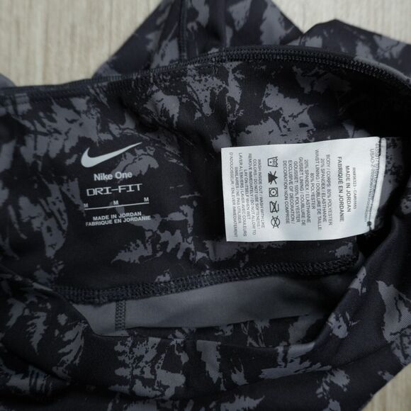 Nike Dri-FIT One High Waisted Print Leggings Black Gray Womens M Cropped Pocket - Picture 3 of 10